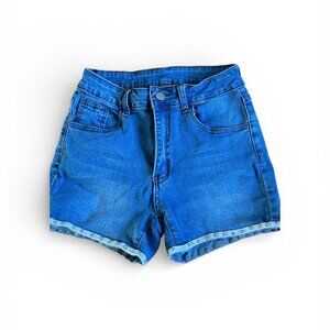 SHEIN Blue Jean Shorts with Studded Hem